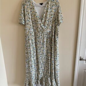 Maxi Rayon Slub Surplice Wrap Dress